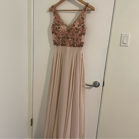BHLDN Sequin elegant Dress blush pink - Picture 4 of 5